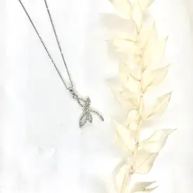 14k White Gold Diamond Dragonfly Necklace