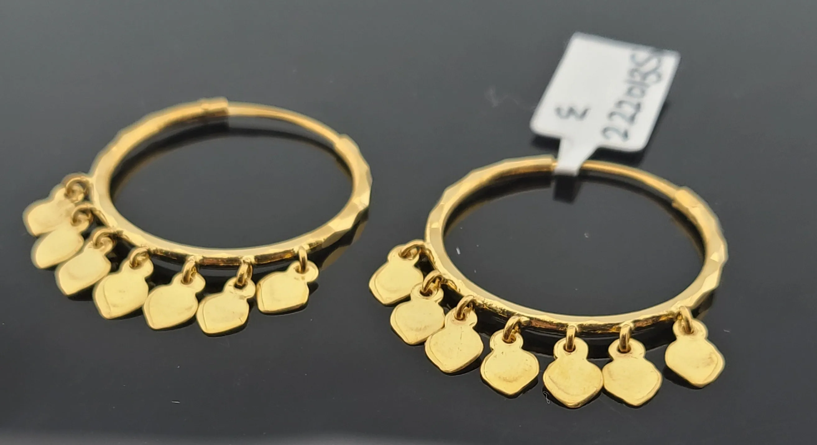 22K Solid Gold Designer Hoops E2220135