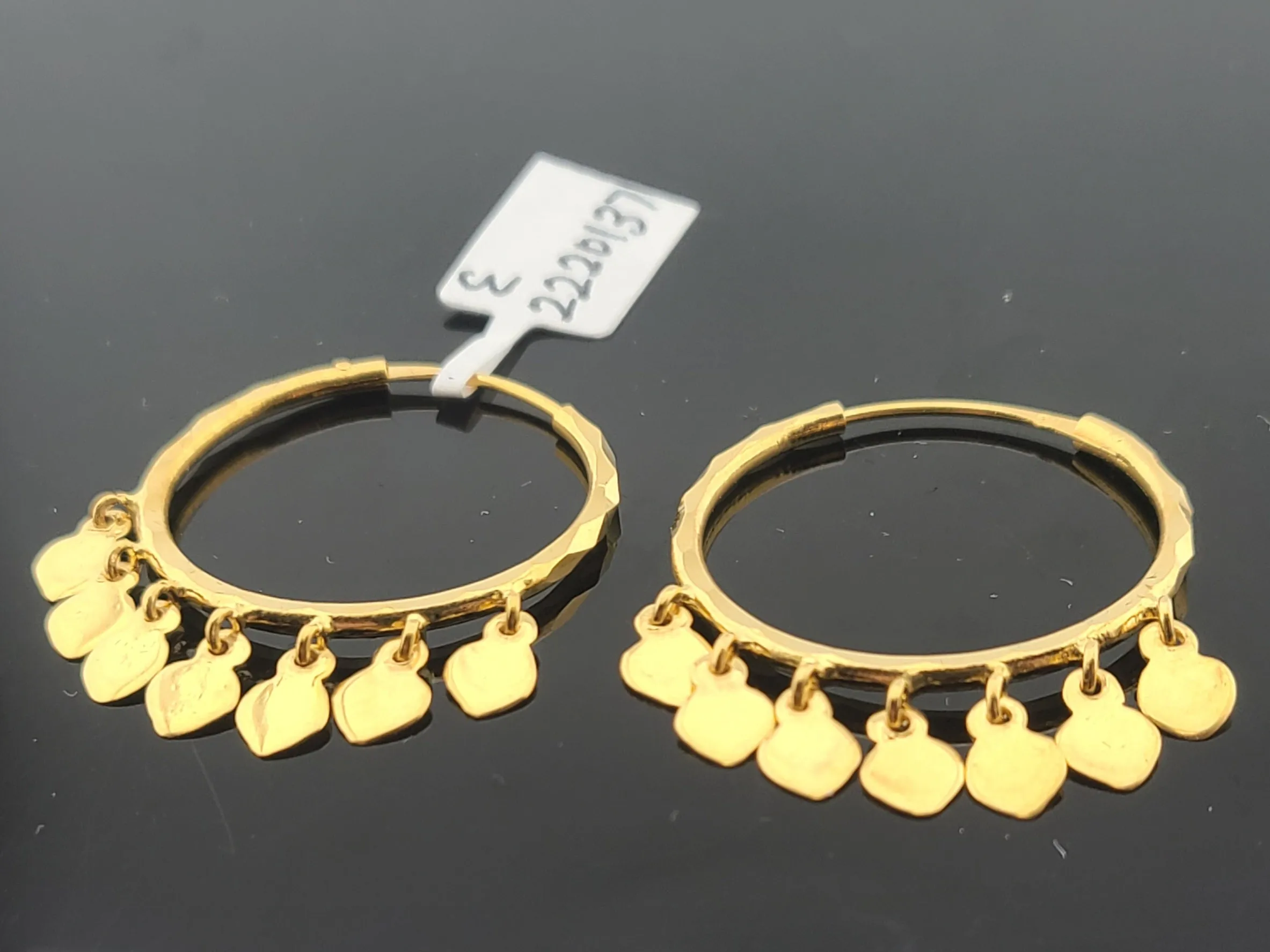 22K Solid Gold Designer Hoops E2220137