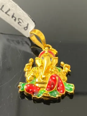 22k Solid Gold Simple Hindu Religious Ganesh Pendent p3477