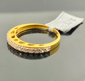 22k Solid Gold Simple Thin Stones Encrusted Band r3774