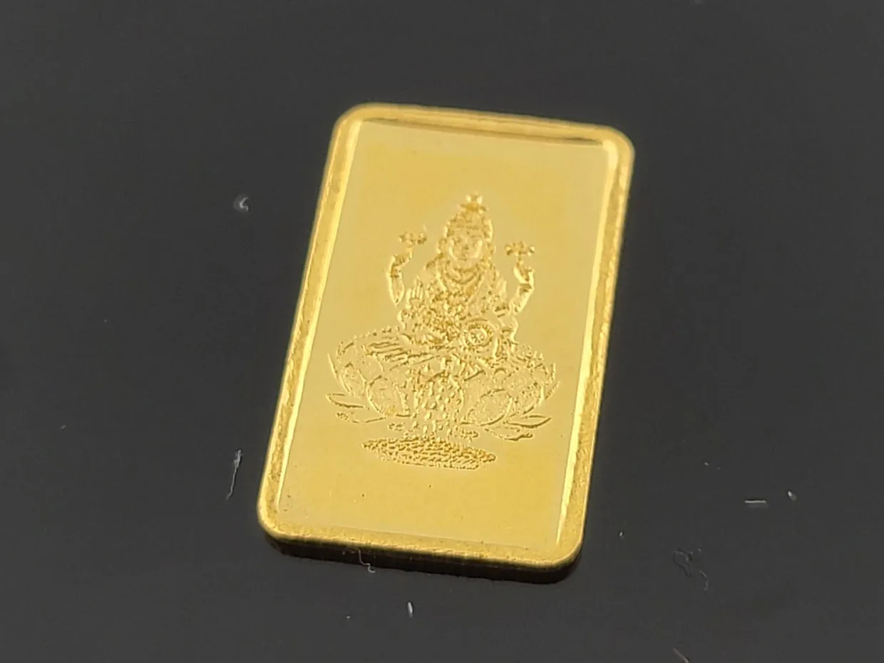 24K Idol Laxmi Solid Gold Bar cn4