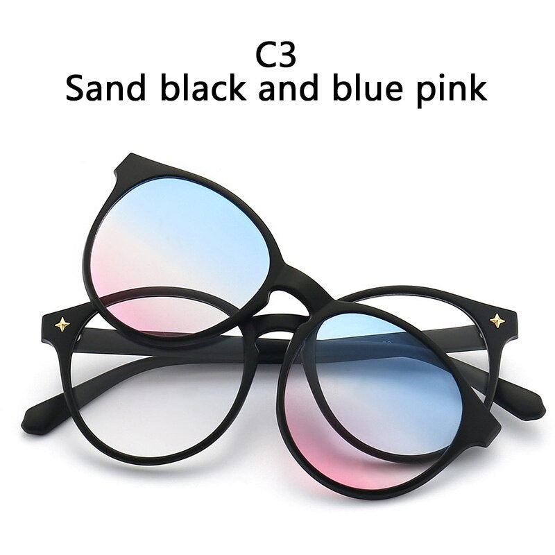 6 In 1 Custom Men Women Polarized Optical Magnetic Sunglasses Clip Magnet Clip on Sunglasses Polaroid Clip on Sun Glasses Frame