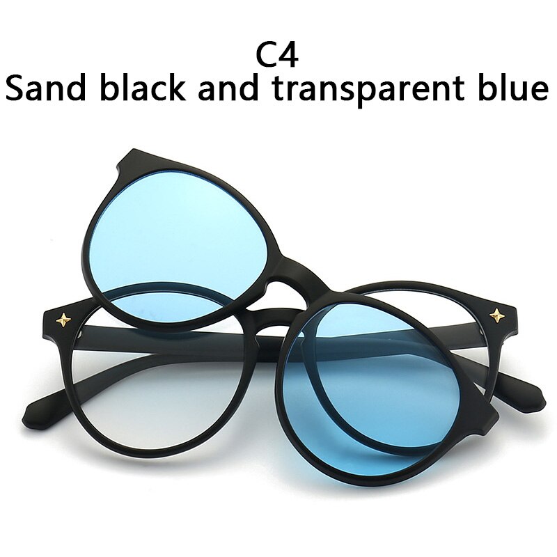 6 In 1 Custom Men Women Polarized Optical Magnetic Sunglasses Clip Magnet Clip on Sunglasses Polaroid Clip on Sun Glasses Frame