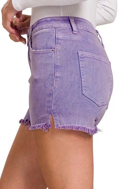 Acid Dyed Frayed Shorts