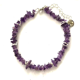 Amethyst Chip and Silver Ring Bracelet