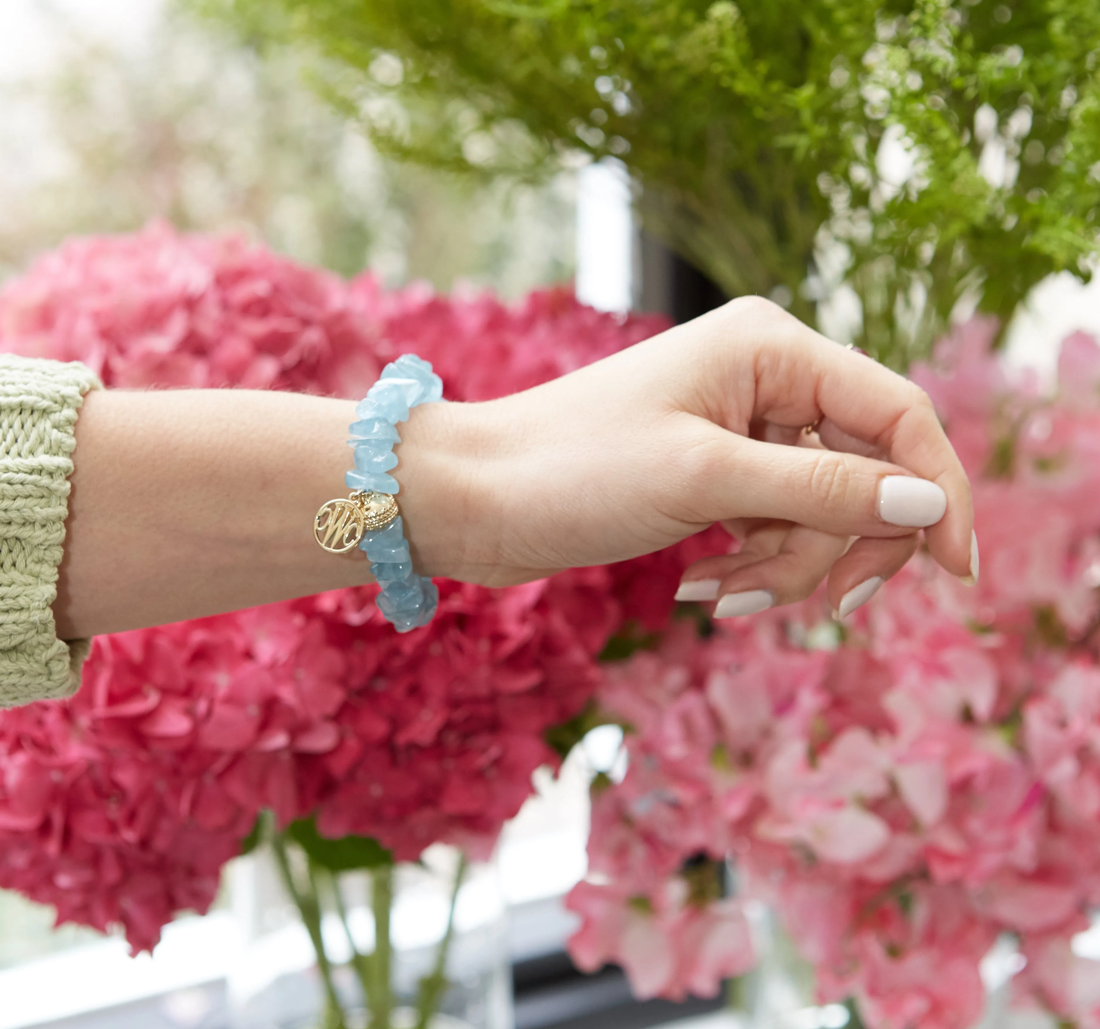 Aquamarine Chip Stretch Bracelet