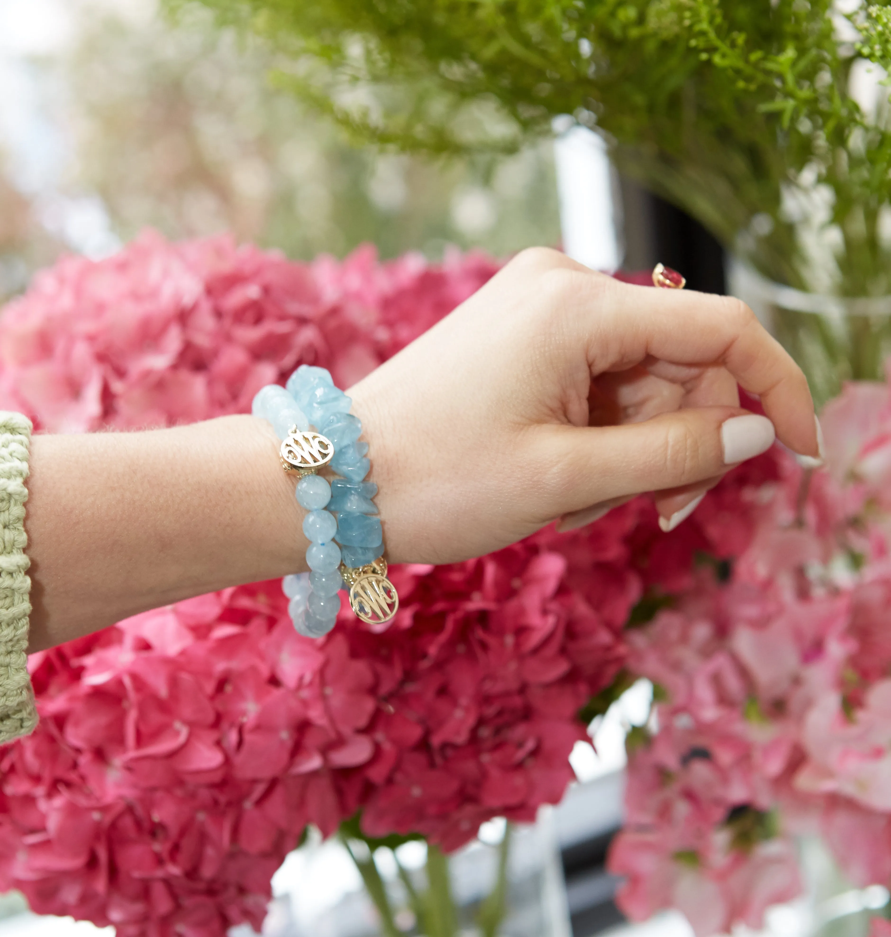 Aquamarine Chip Stretch Bracelet