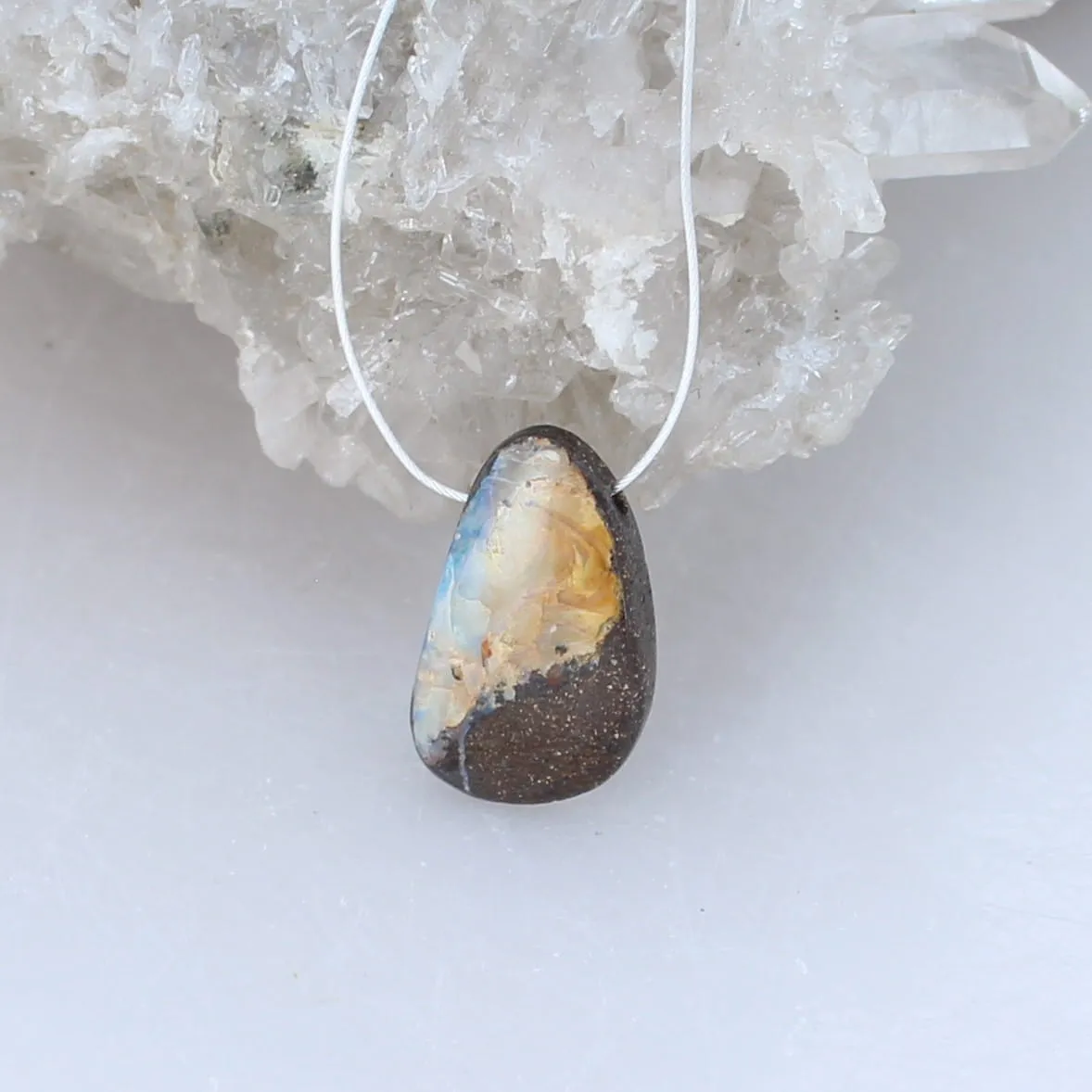 Australian Golden Boulder Opal Golden Pendant