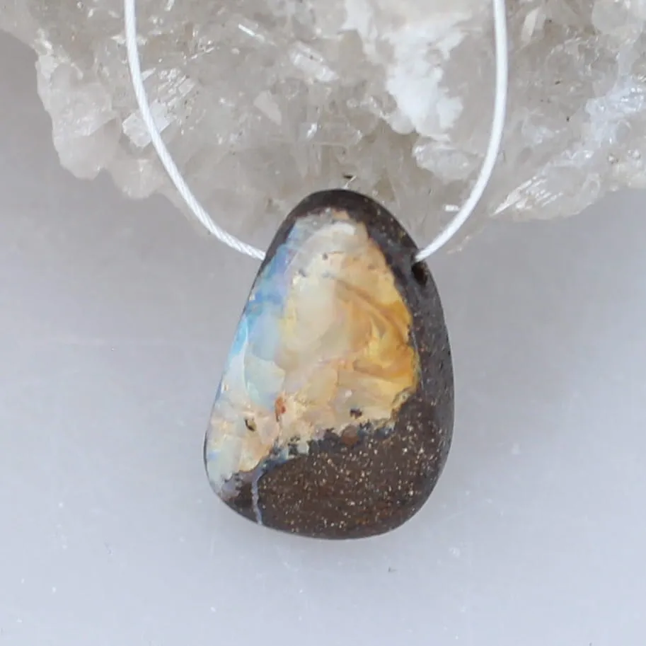 Australian Golden Boulder Opal Golden Pendant