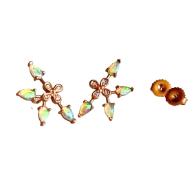 Australian Opal Ear Climbers in 18K Rose Gold