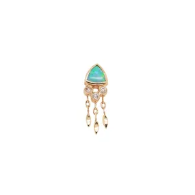 Australian Opan with 3 Diamond Fringe Single Earring