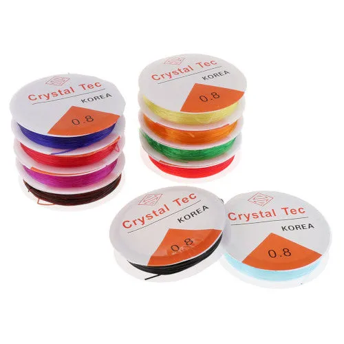 Beading Thread, Elastic, Stretch, Crystal Tec, Assorted Colors, 0.8mm