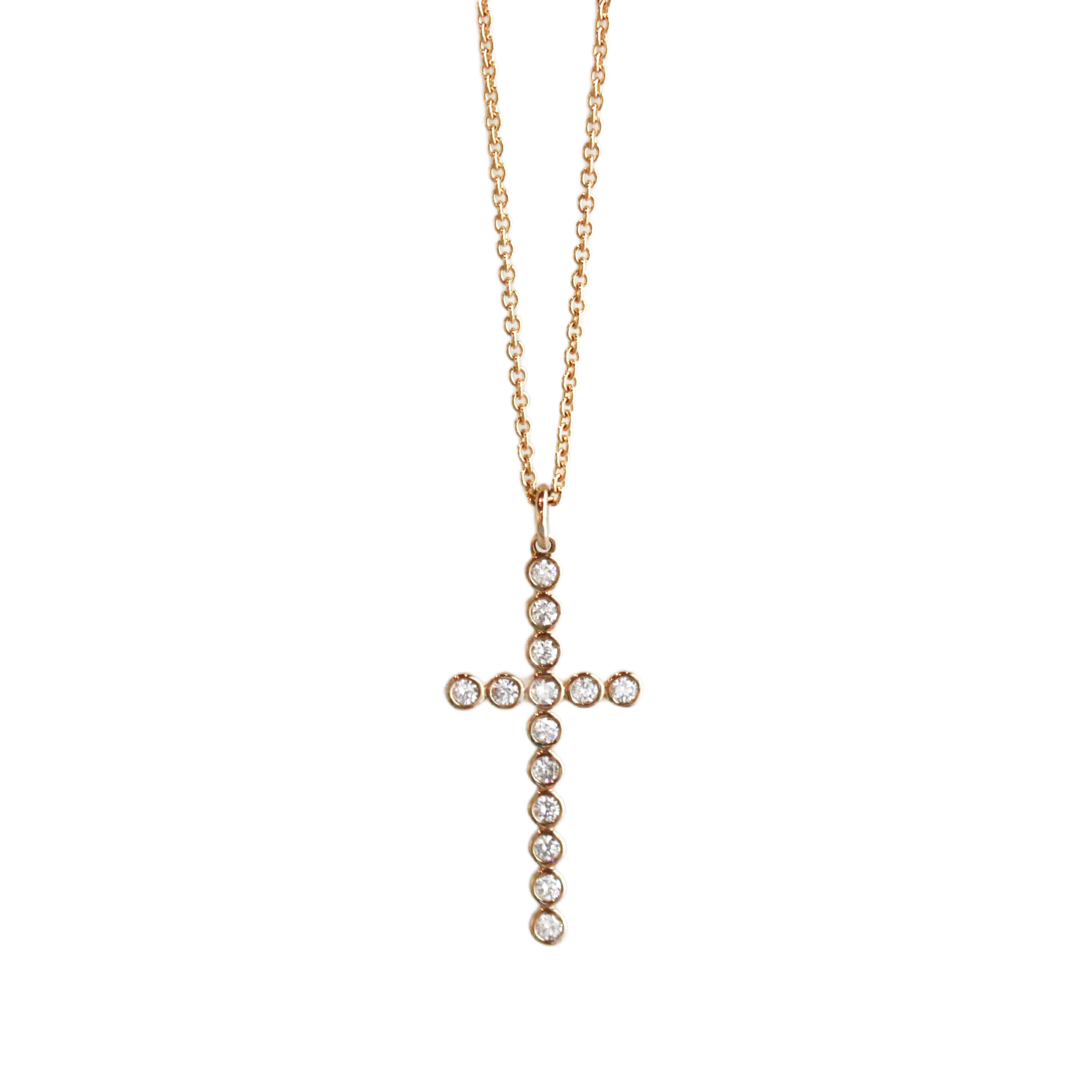 Bezel Set Diamond Cross Necklace