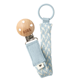 Bibs Pacifier Clip - Baby Blue/Ivory