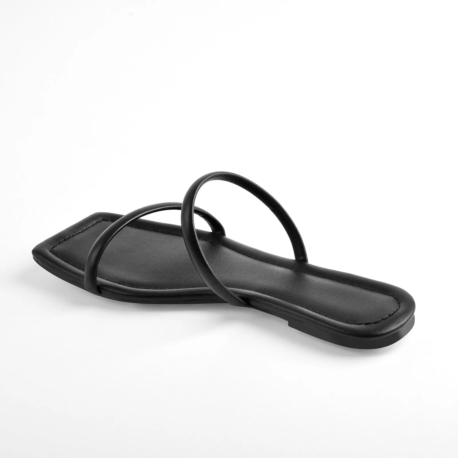 Black Band Flat Sandals Mules