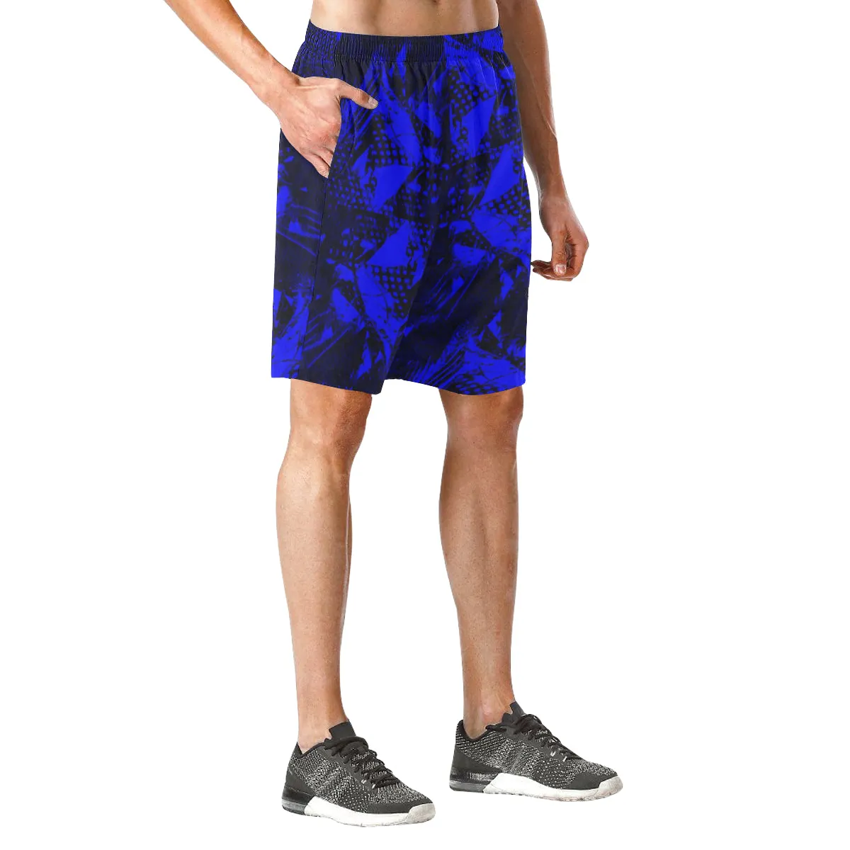 Blue and Black Abstract Casual Shorts