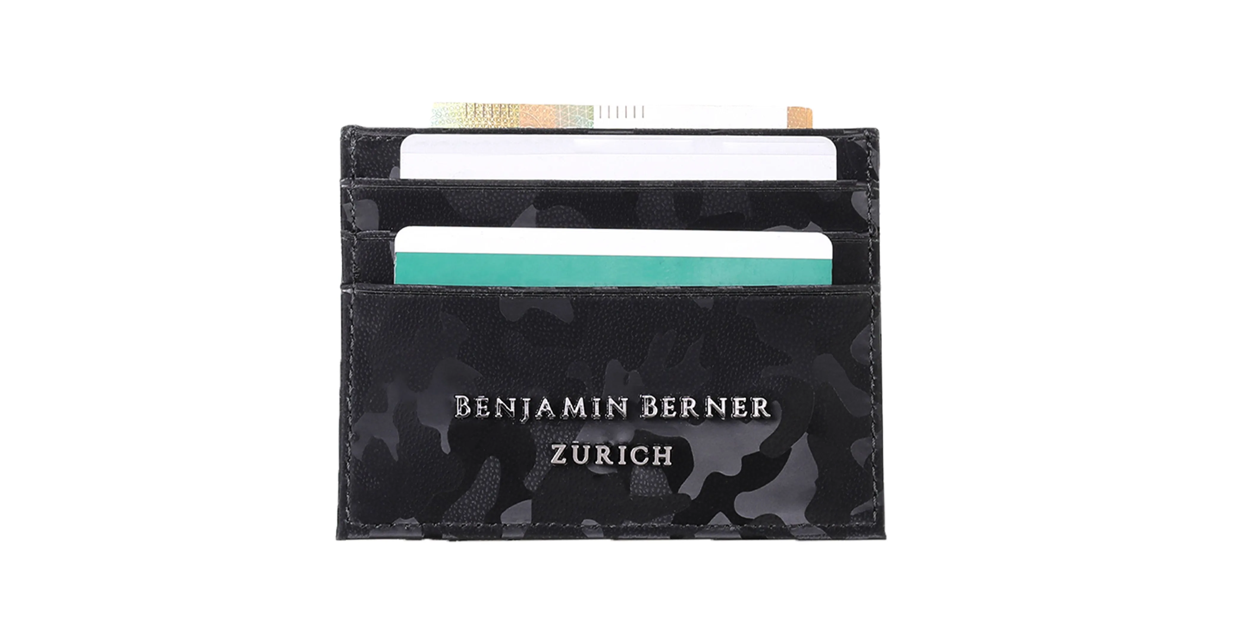 BNJ CARDHOLDER BLACK REFLECTIVE CAMOUFLAGE CALFSKIN