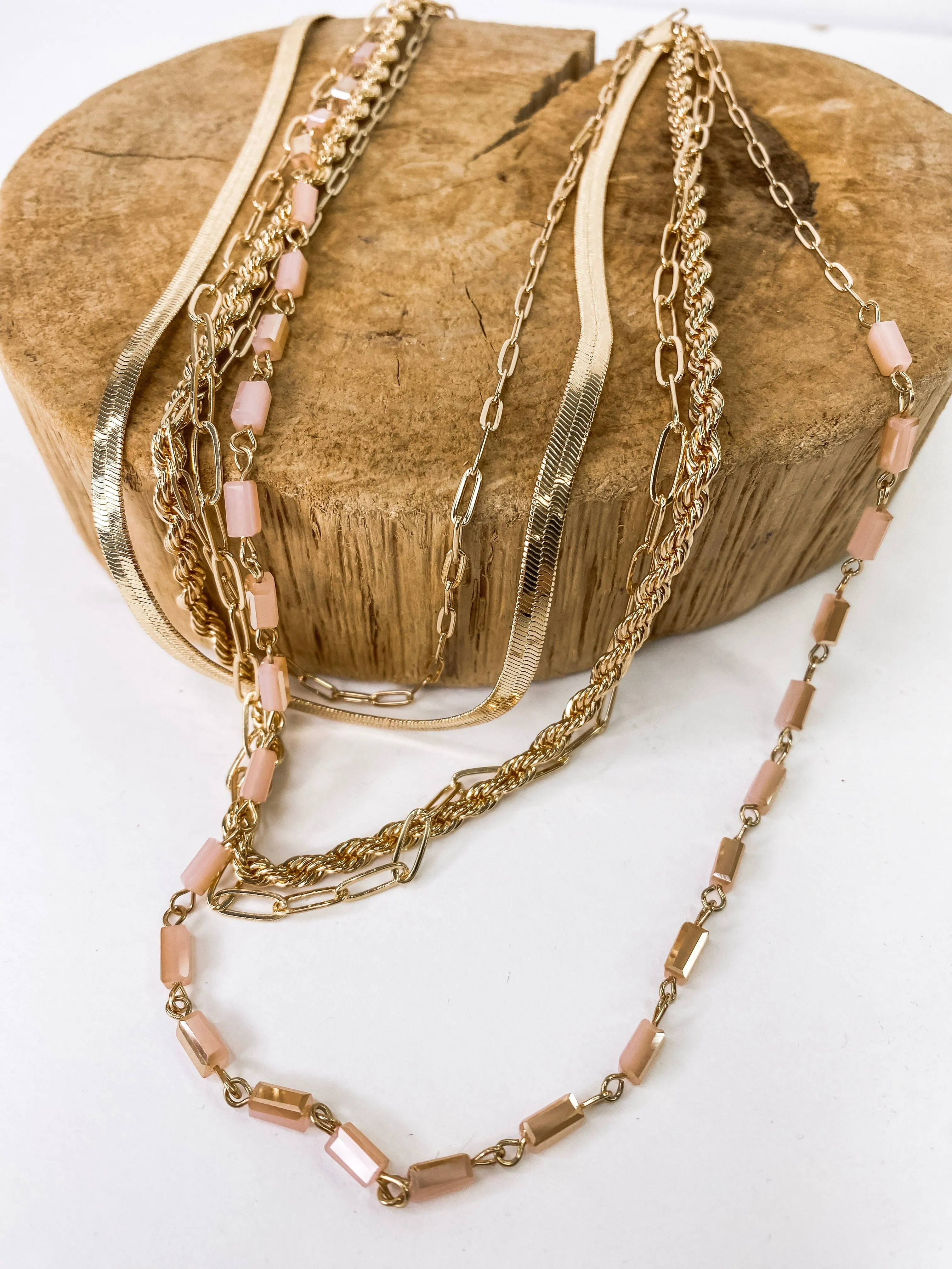 Cali Mutli Strand Necklace- Blush