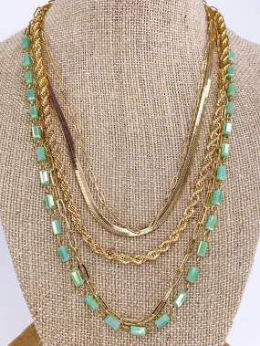 Cali Mutli Strand Necklace- Mint