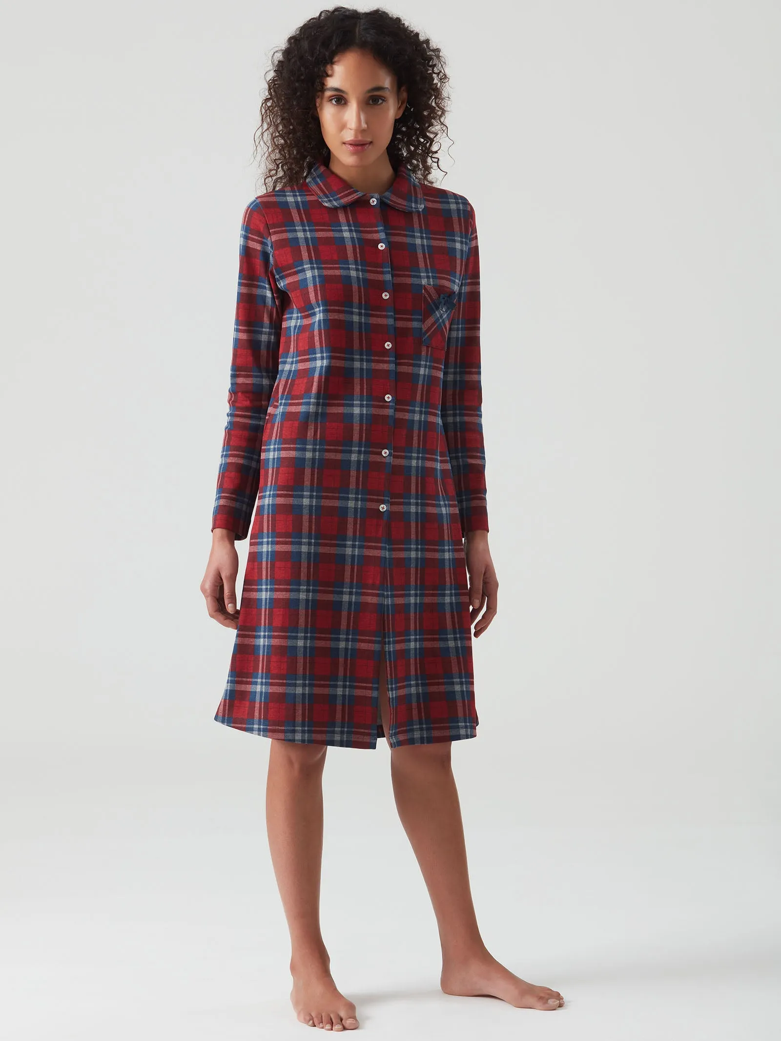 Camicia da notte aperta in stampa tartan - Fant.Fumo Mel.