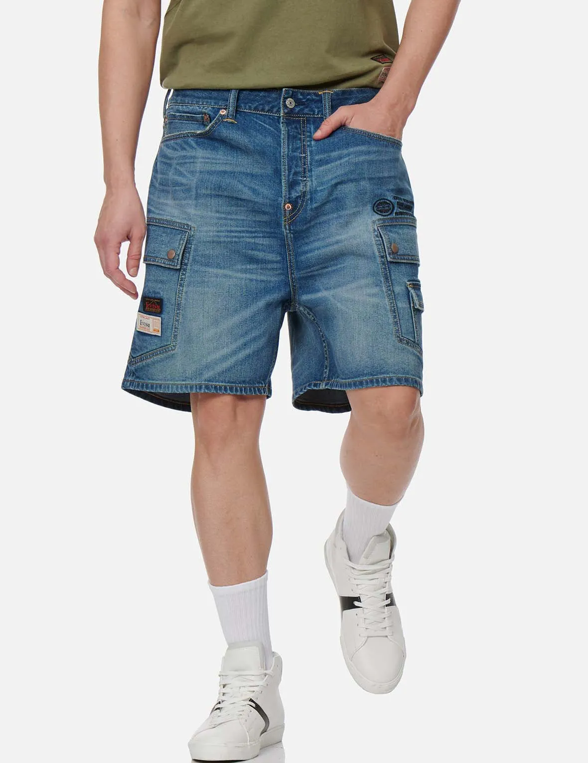 Cargo Pocket Denim Shorts