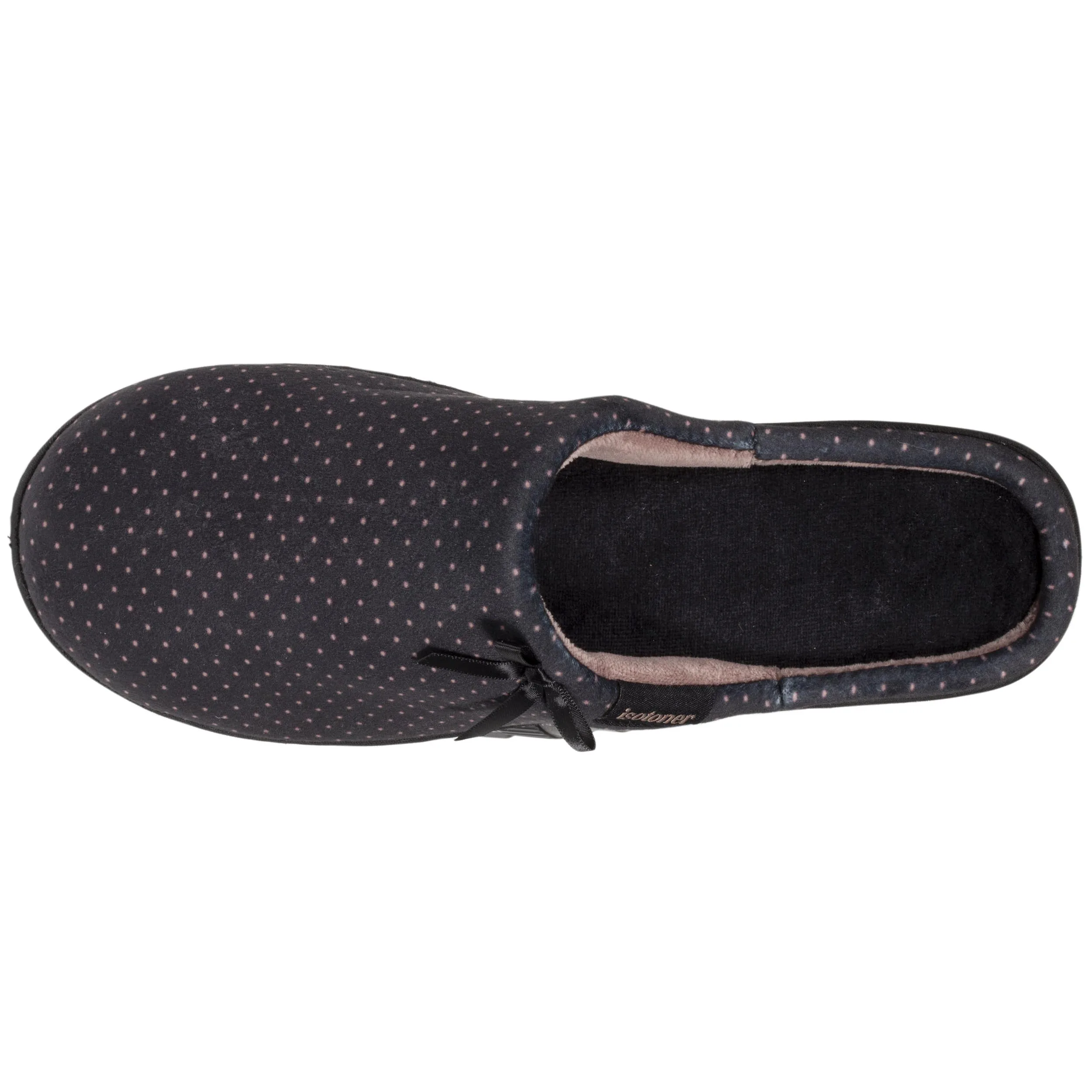 Chaussons mules talon Femme Noir Pois