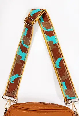 Crossbody Bag Shoulder Strap in Turquoise Camo