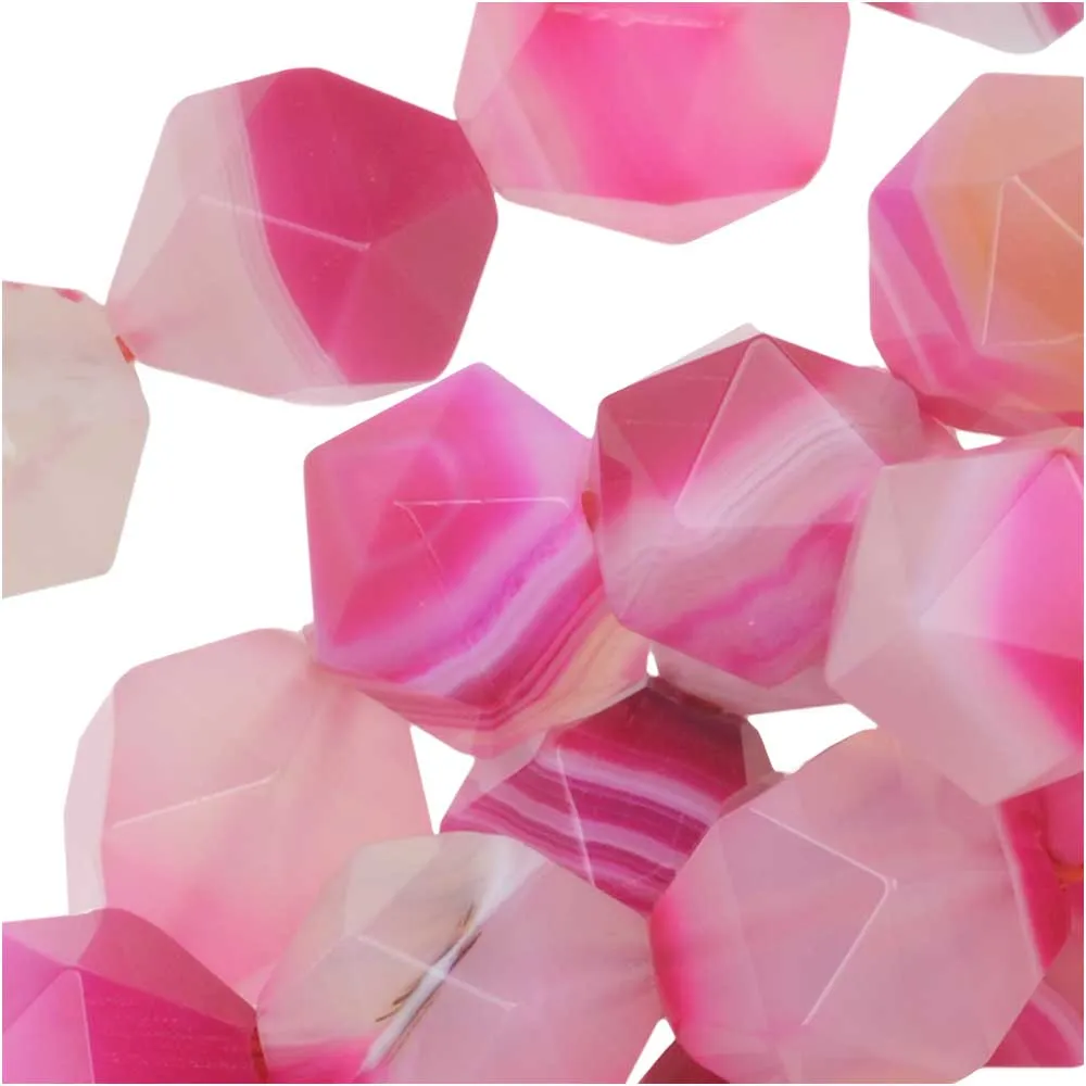 Dakota Stones Gemstone Beads, Dyed Pink Sardonyx, Star Cut Faceted Round 10mm (15 Inch Strand)