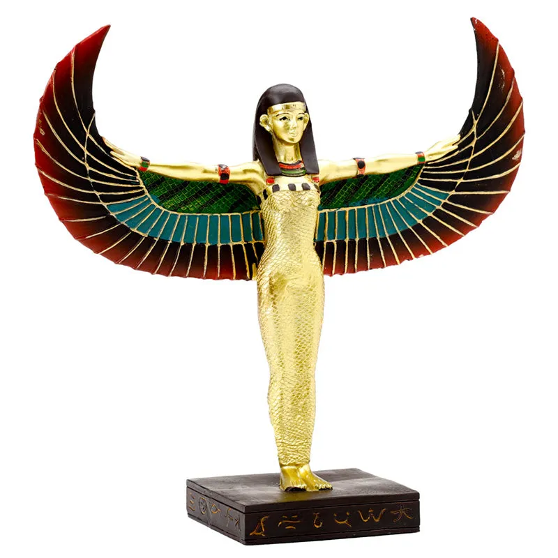 Decorative Gold Egyptian Winged Standing Isis Figurine ES50