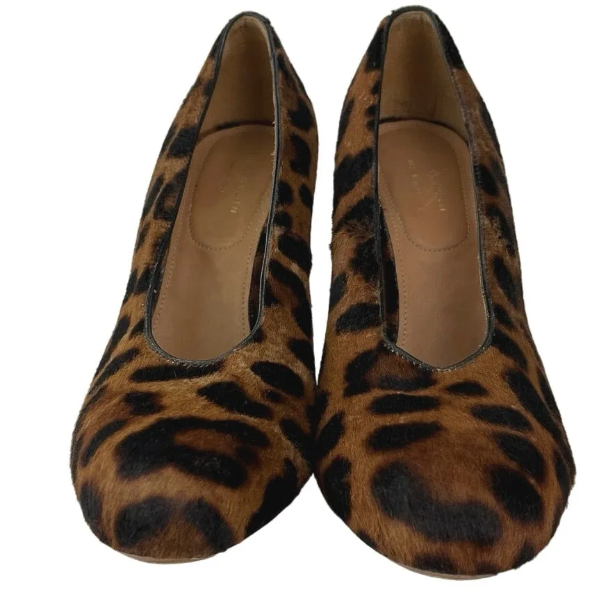 Dries Van Noten Brown Leopard Calfskin Pony Style Round Toe Pump Heels Shoes 6