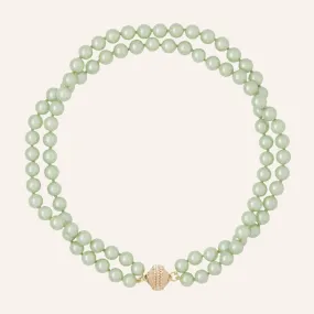 Dyed Green Potato Pearl Double Strand Necklace