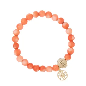 Dyed Peach Coral 7-8mm Stretch Bracelet