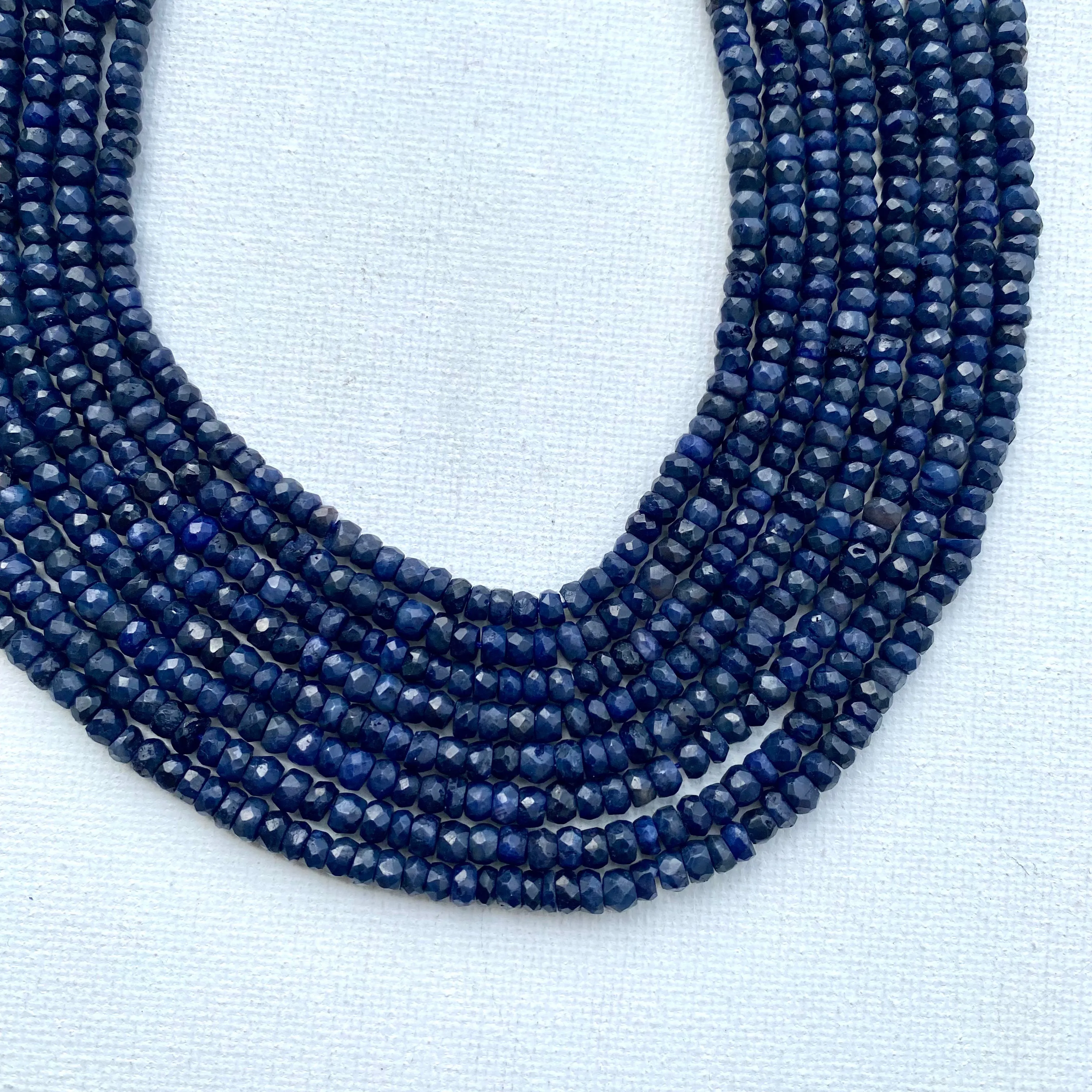 Dyed Sapphire Faceted Rondelle Strand