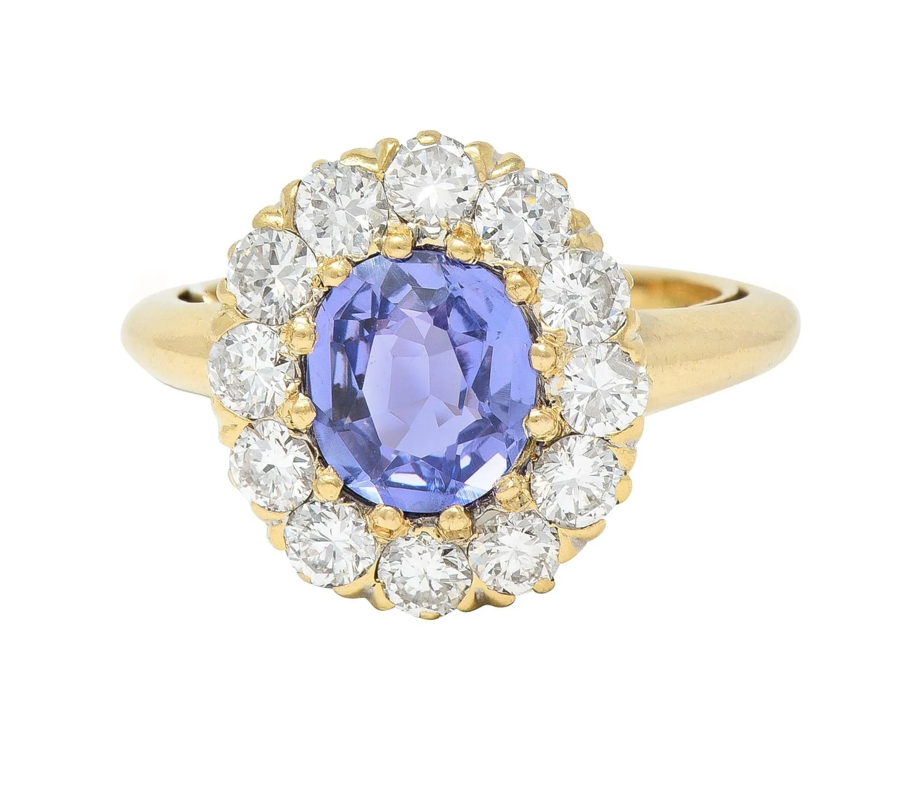 Edwardian 2.10 CTW No Heat Purple Ceylon Sapphire Diamond 14 Karat Gold Antique Ring GIA