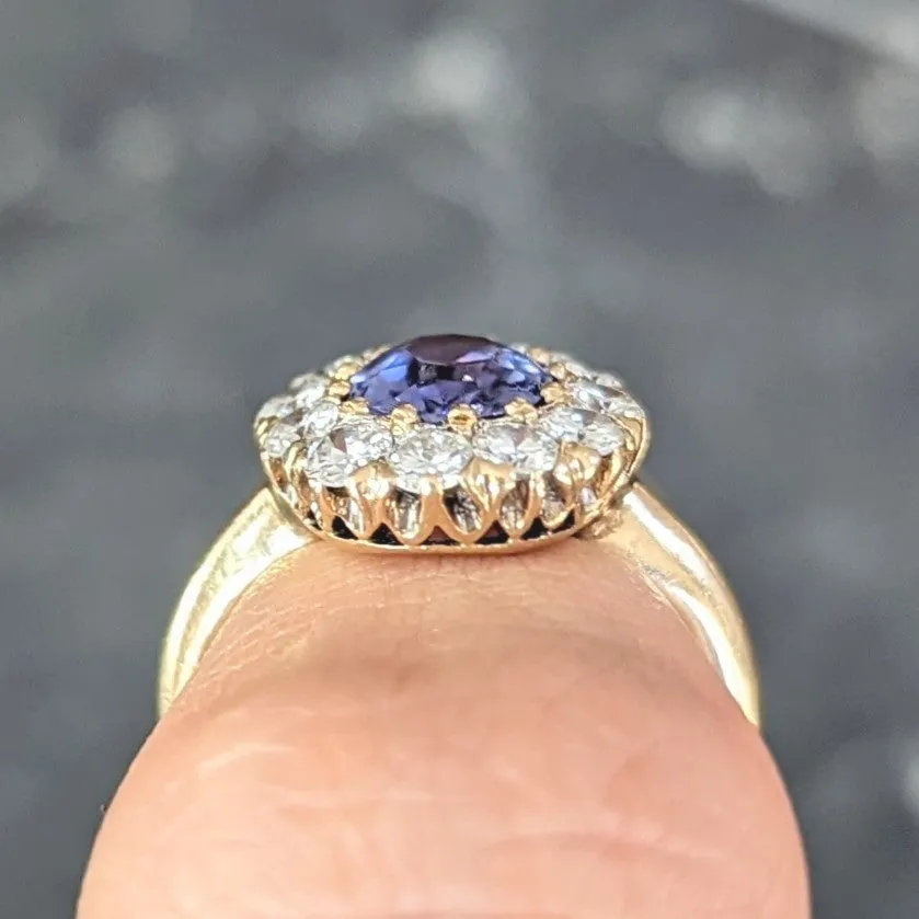 Edwardian 2.10 CTW No Heat Purple Ceylon Sapphire Diamond 14 Karat Gold Antique Ring GIA