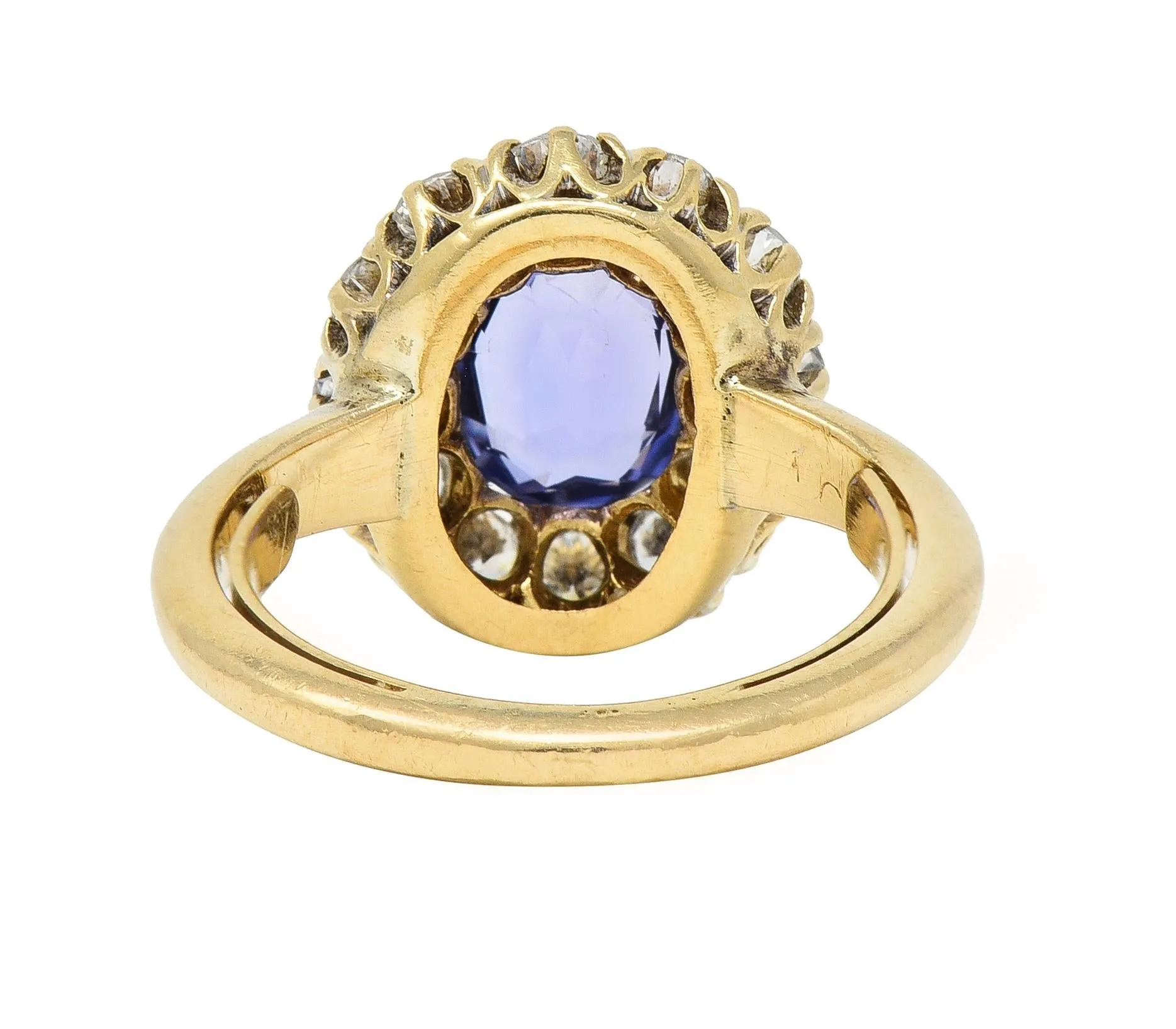 Edwardian 2.10 CTW No Heat Purple Ceylon Sapphire Diamond 14 Karat Gold Antique Ring GIA