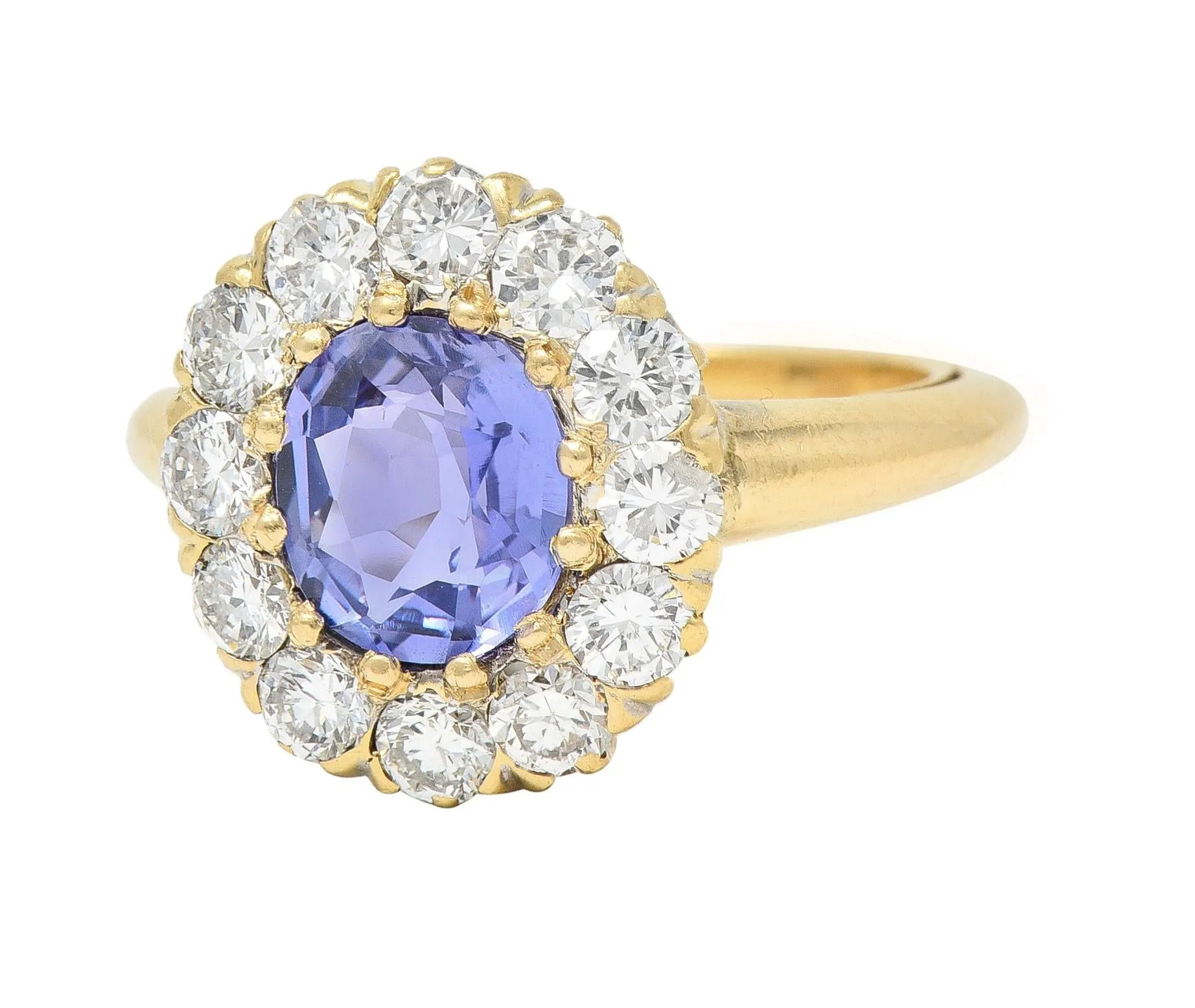 Edwardian 2.10 CTW No Heat Purple Ceylon Sapphire Diamond 14 Karat Gold Antique Ring GIA