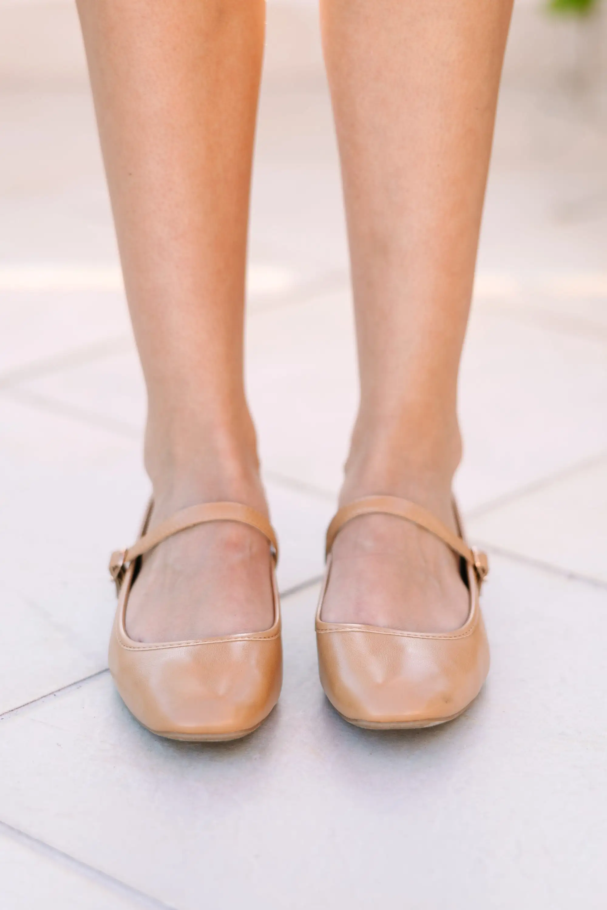 Faith In You Tan Mary Jane Flats