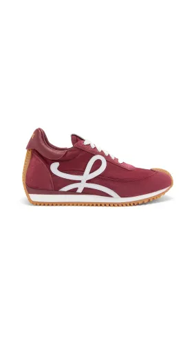 Flow Runner in Nylon and Suede - Burgundy