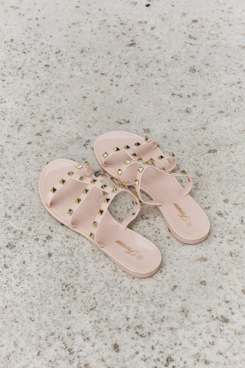 Forever Link Studded Cage Strap Slide Jelly Sandal