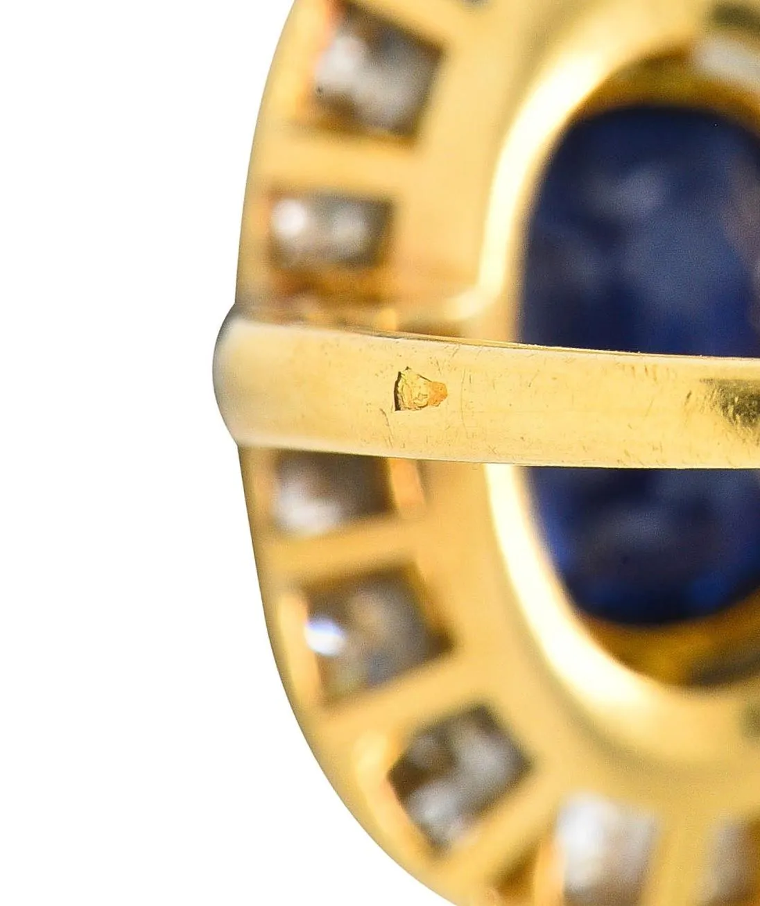 French Edwardian 3.55 CTW No Heat Ceylon Sapphire Diamond Platinum 18 Karat Gold Antique Halo Ring GIA