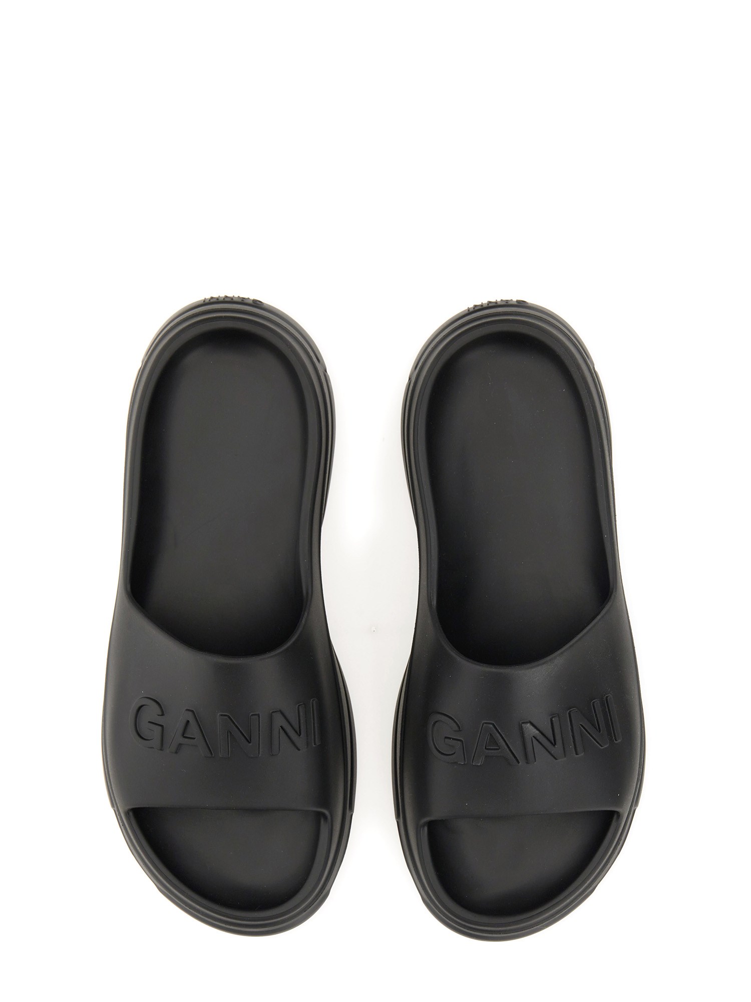 GANNI    RUBBER SLIDE SANDAL WITH LOGO