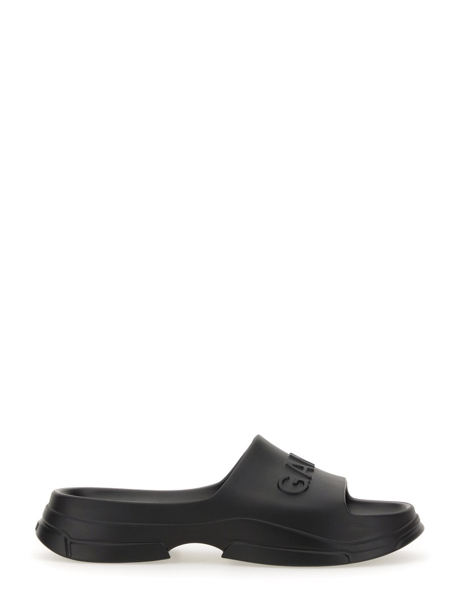 GANNI    RUBBER SLIDE SANDAL WITH LOGO