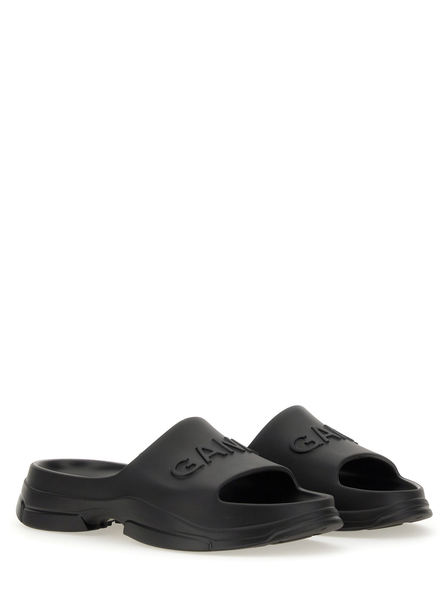 GANNI    RUBBER SLIDE SANDAL WITH LOGO