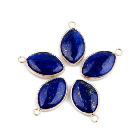 Gemstone Pendants, Natural, Lapis Lazuli, (Dyed), With Golden Plated Brass Edge And Loop, Horse Eye, 25mm