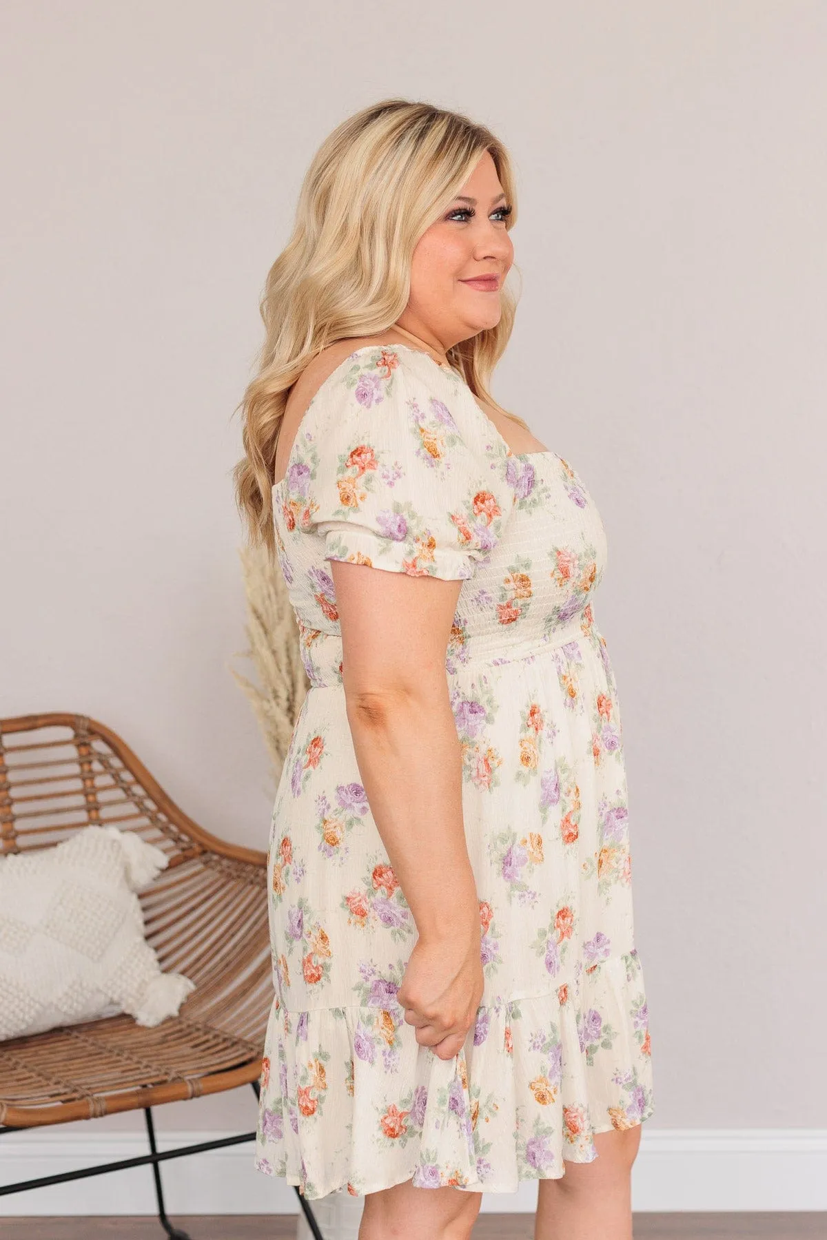 Get Some Sweet Loving Floral Dress- Natural