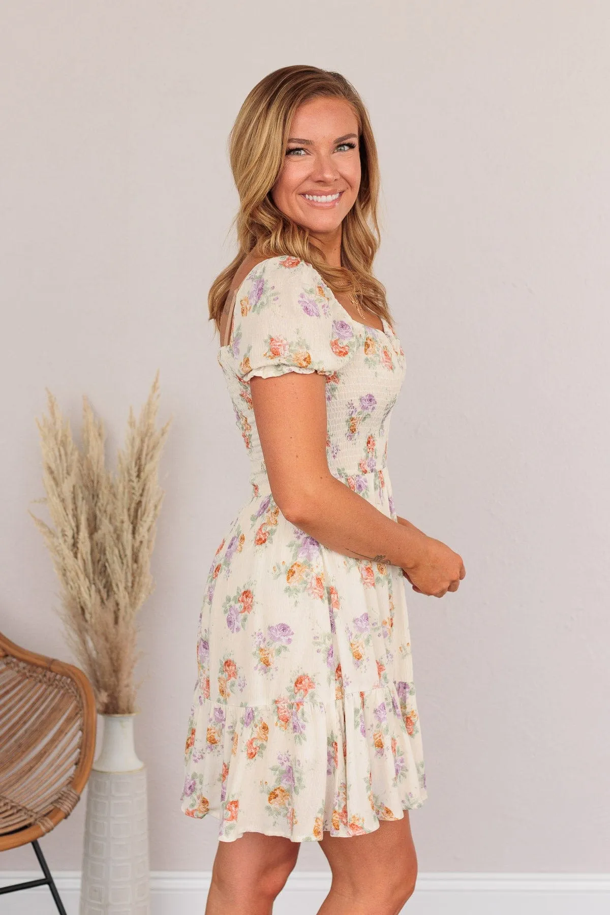 Get Some Sweet Loving Floral Dress- Natural