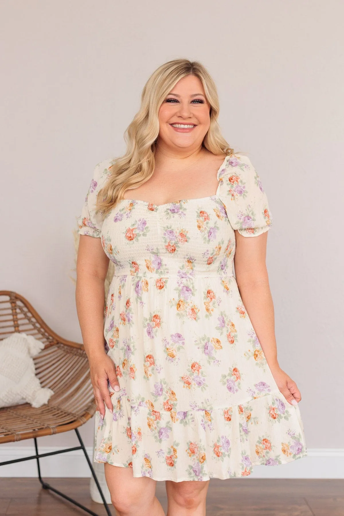 Get Some Sweet Loving Floral Dress- Natural