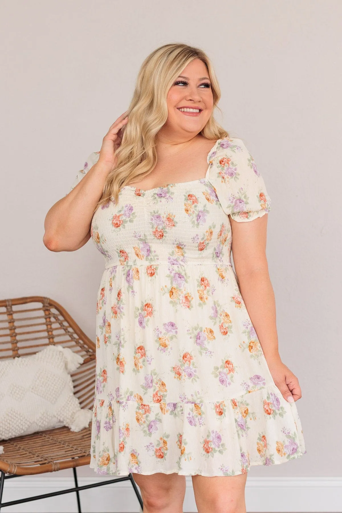 Get Some Sweet Loving Floral Dress- Natural